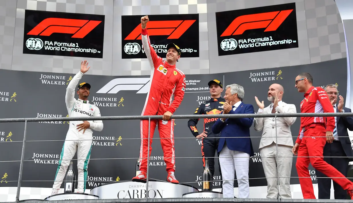 <p>Sebastian Vettel akan melakoni balapan terakhirnya di Formula 1 GP Belgia usai pada bulan lalu mengumumkan pensiun di akhir musim 2022 ini. Ia pernah berada di puncak podium pada balapan tersebut ketika tahun 2011, 2013, dan 2018 bersama dua tim yang berbeda, yaitu Ferrari dan Red Bull. (AFP/Emmanuel Denand)</p>
