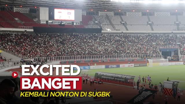 Berita video suporter merasas senang sekali bisa menonton Timnas Indonesia kembali bertanding di SUGBK (Stadion Utama Gelora Bung Karno), Senayan, saat menghadapi Kamboja di Grup A Piala AFF 2022, Jumat (23/12/2022).