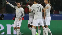 Para pemain Manchester United merayakan gol ke gawang CSKA Moscow. (doc. Manchester United)