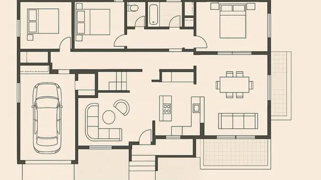 Denah Rumah 1 Lantai 3 Kamar Tidur dan Garasi, Ini Referensi untuk Punya Hunian Mininalis Modern