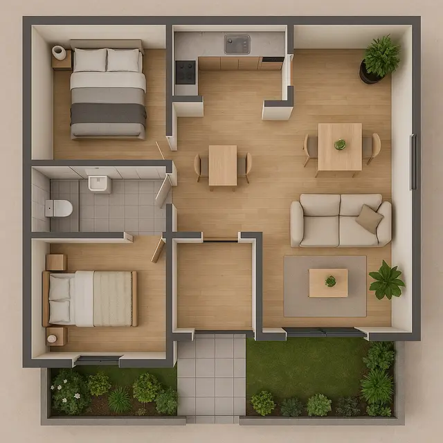 Ide Denah Rumah 9x9 Minimalis Sederhana