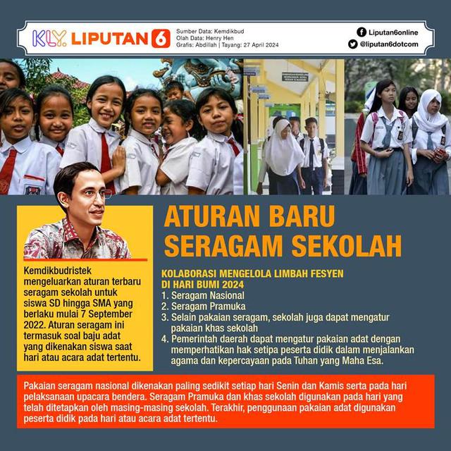 Infografis Aturan Baru Seragam Sekolah