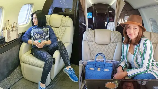 5 Beda Gaya Syahrini dan Maia Estianty Saat Naik Jet Pribadi, Mana yang Lebih Kece?