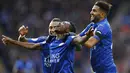 Pemain Leicester City, Ahmed Musa merayakan gol bersama rekan-rekannya saat melawan Crystal Palace pada lanjutan Premier League di King Power Stadium, Sabtu (22/10/2016). (Reuters/Eddie Keogh)