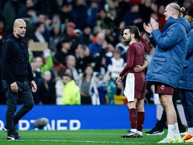 Manchester City harus menelan pilh pahit setelah disingkirkan Tottenham Hotspur dari Carabao Cup. (AFP/Benyamin Cremel)