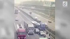 Beredar video kecelakaan lalulitas yang berawal dari sekumpulan hewan yang menyeberang di jalan bebas hambatan.