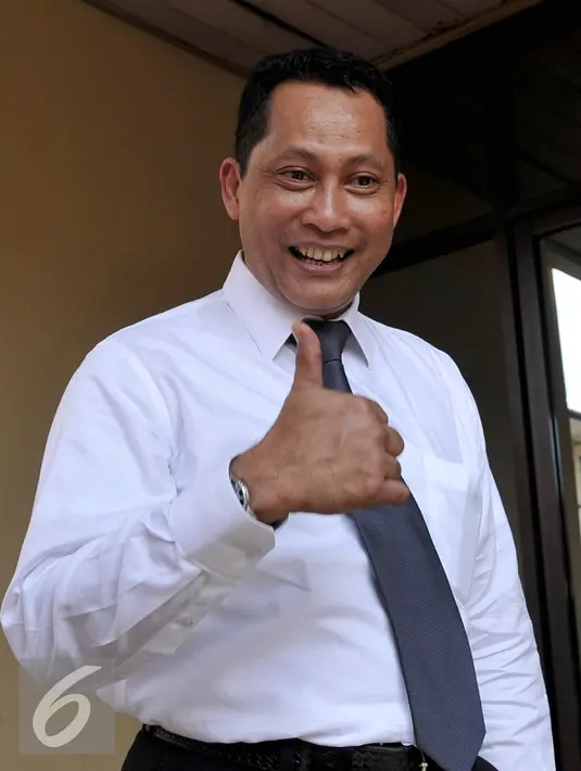 Kabareskrim Komjen Pol Budi Waseso usai memberi keterangan di Mabes Polri, Jakarta, Rabu (2/9/2015). Pria yang akrab disapa Buwas itu mengaku belum mengetahui mengenai informasi bahwa dirinya akan dicopot. (Liputan6.com/Johan Tallo)