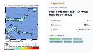 Gempa di Indonesia hari Senin (17/11/2025). (Dok. BMKG)