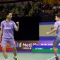 Ganda putra Indonesia, Kevin Sanjaya Sukamuljo/Marcus Fernaldi Gideon, mengalahkan pasangan China, Li Junhui/Liu Yuchen, pada babak semifinal Hong Kong Terbuka Super Series 2017, Sabtu (25/11/2017). (PBSI)