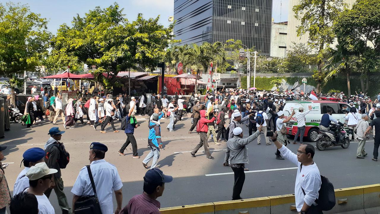 Aksi unjuk rasa di depan Bawaslu, Selasa (21/5/2019).