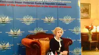 Duta Besar Rusia untuk Indonesia, Ludmila Vorobieva, saat ditemui dalam acara press briefing di kediamannya (Liputan6.com / Siti Khotimah)