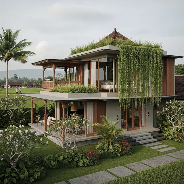 Inspirasi Rumah Atap Datar Model Pendopo di Desa