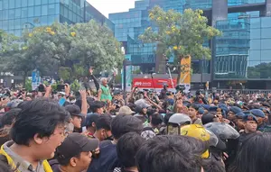 Kondisi demo mahasiswa di Bundaran HI (Foto: Rifqy/Liputan6.com)