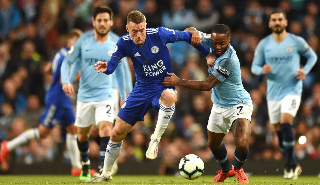 2. Jamie Vardy (Leicester) - Konsisten dan ketajaman Vardy diLeicester City beberapa musim terakhir, membuat pemain berumur 32 tahun ini layak dimunculkan jadi salah satu kandidat terkuat pencetak gol terbanyak Liga Inggris 2019-2020. (AFP/Oli Scarff)