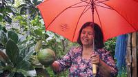 Srini sedang menunjukkan alpukat yang ia rawat di rumahnya di Desa Sengi, Magelang Sabtu (9/3/2024). (Foto: Liputan6.com/Anugerah Ayu).