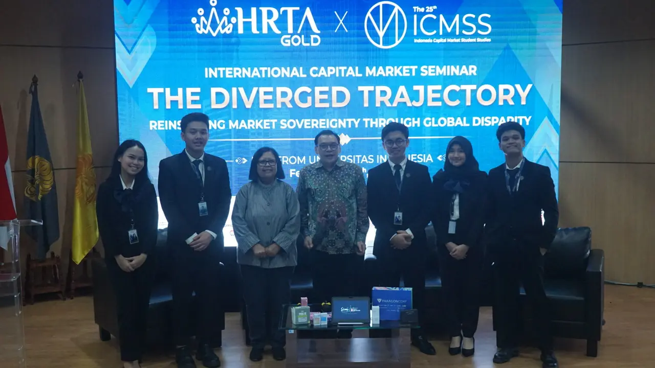 Indonesia Capital Market Student Studies (ICMSS) menggelar The 25th ICMSS International Capital Market Seminar di Jakarta, Rabu (5/2/2026). (Dok ICMSS)