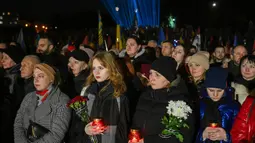 Kunjungan ini terkait peringatan dua tahun invasi Rusia ke Ukraina. (YURIY DYACHYSHYN/AFP)