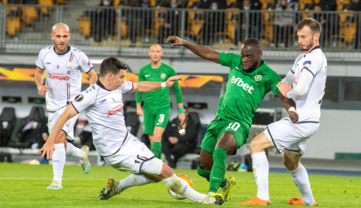 4. Elvis Manu (27 tahun/ Ludogorets, Bulgaria) - Striker berkebangsaan Belanda ini sudah membuat satu kali hattrick, yaitu saat menang atas LASK 4-3 (29/10/2020). (AFP/Reinhard Eisenbauer/EXPA/APA)