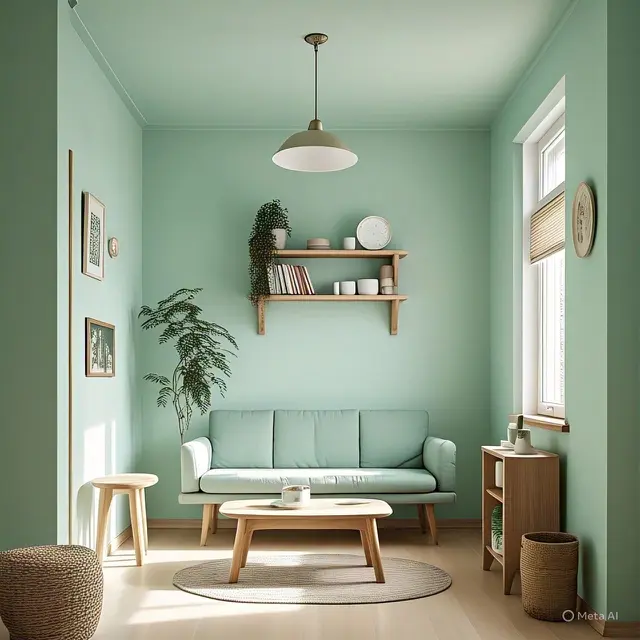 Inspirasi Warna Buat Ruangan Kecil, Warna Hijau Mint. Foto: Meta AI