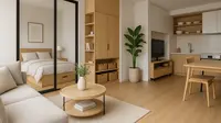 Desain Rumah Minimalis Modern dengan Furnitur Multifungsi (created by AI)