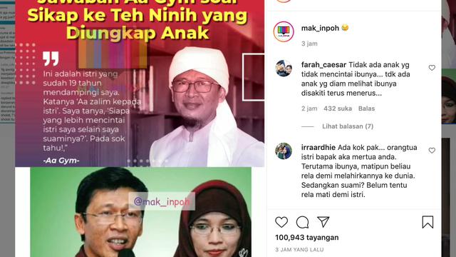 Rekaman suara Aa Gym soal Teh Ninih viral di medsos. (Foto: Instagram @mak_inpoh)