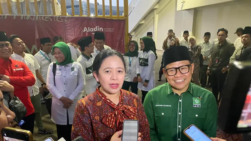 Ketua Umum PKB Muhaimin Iskandar alias Cak Imin dan Ketua DPP Bidang Politik PDIP Puan Maharani di acara Harlah ke-25 PKB, Minggu (23/7/2023).