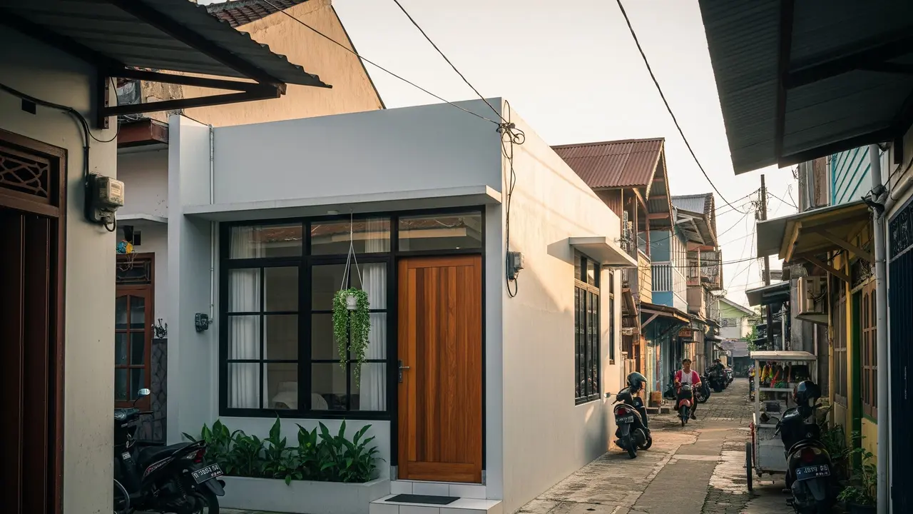 Ilustrasi Rumah di Gang Sempit