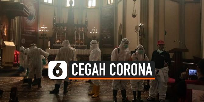 VIDEO: Cegah Penyebaran Corona, Gereja Katedral Disemprot Disinfektan