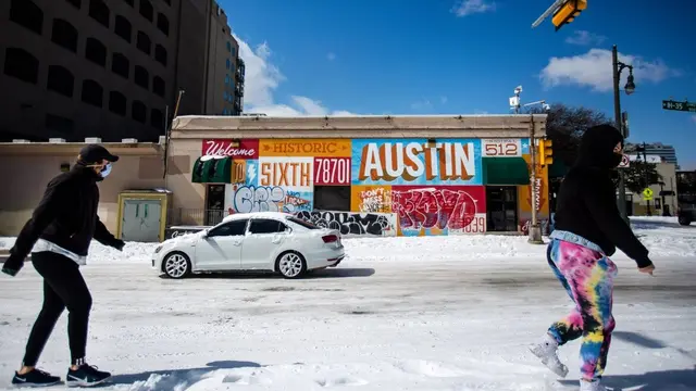 Musim dingin di Austin, Texas.  (Montinique Monroe/Getty Images/AFP)