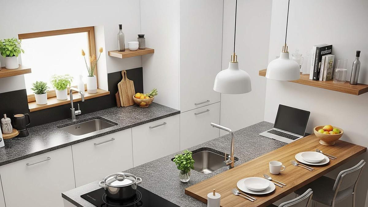 10 Inspirasi Dapur Terbuka 2x3 Meter Rumah Type 45 dengan Meja Island Multifungsi