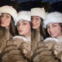 Lihat di sini penampilan Valerie Tifanka saat bertemu Bella Hadid dalam momen liburan di Aspen. [Foto: IG/@valtifanka].