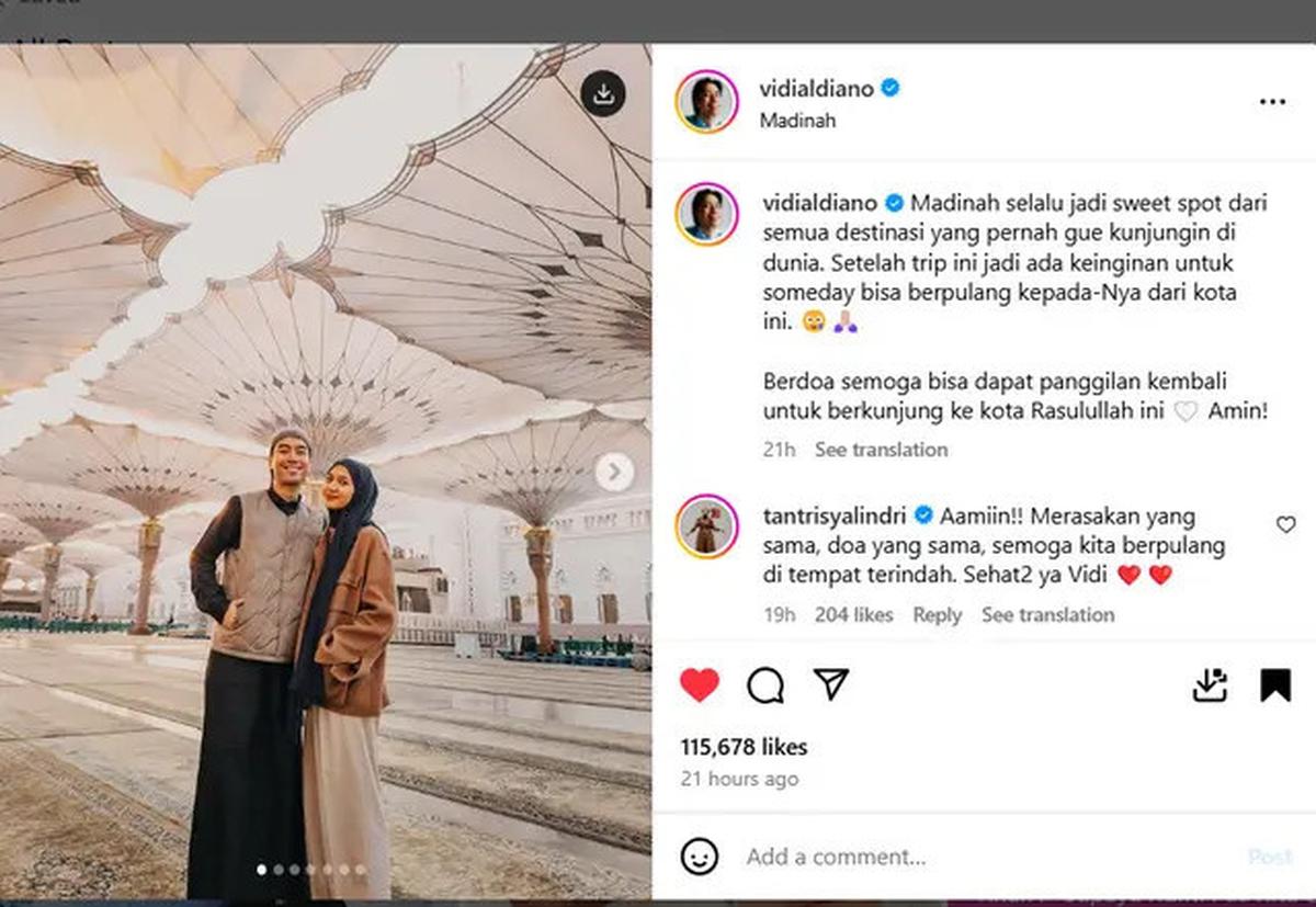 Vidi Aldiano Ungkap Ingin Berpulang di Madinah, Netizen: Kakak Pasti Sembuh