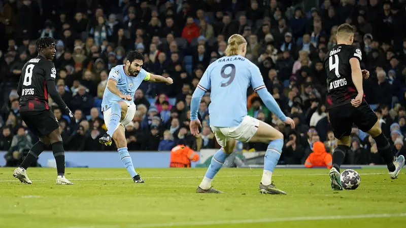 Foto: Erling Haaland Tak Terbendung, Cetak 5 Gol dan Bawa Manchester City Lolos ke Babak Perempat Final Liga Champions