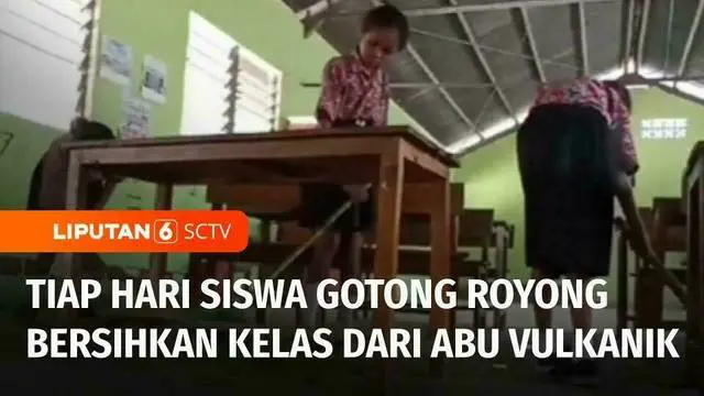 VIDEO: Siswa SD di Flores Timur Belajar di Tengah Hujan Abu Vulkanik