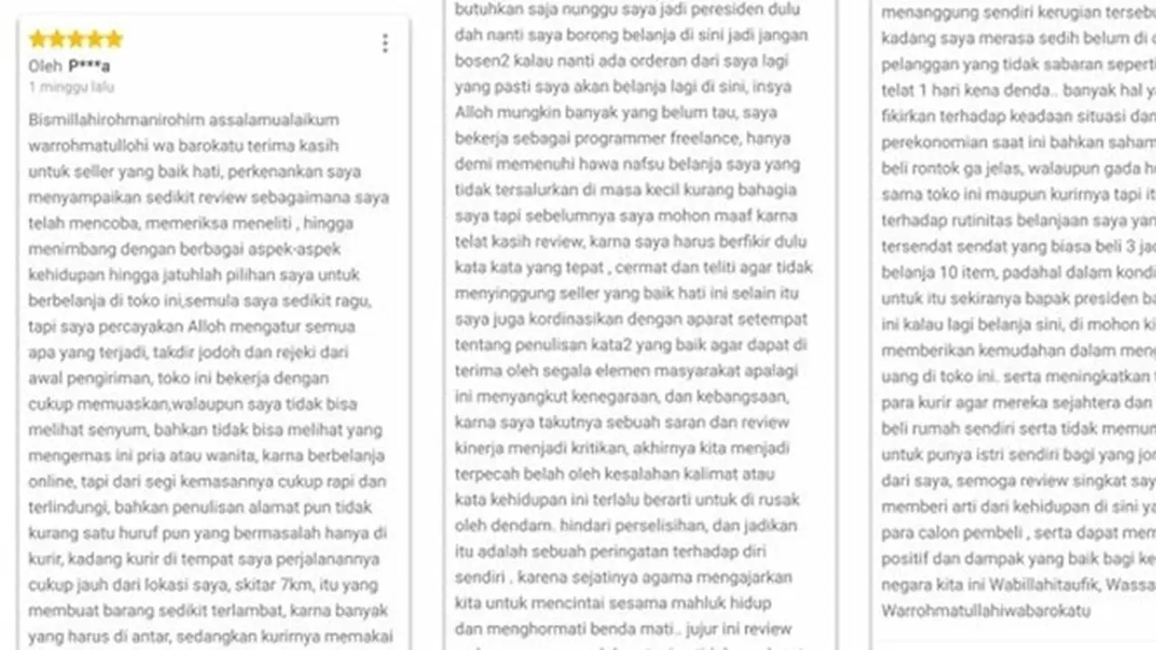 6 Ulasan Pembeli Online Shop Panjang Lebar Bak Cerpen Ini Nyeleneh