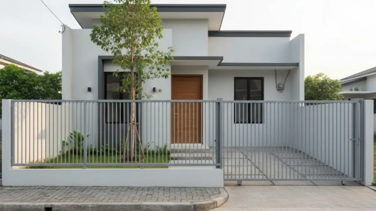 Desain Pagar Rumah Baja Ringan Minimalis 2025 (Gambar oleh Gemini AI)