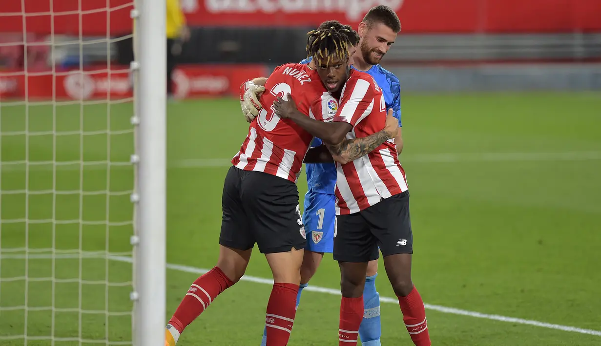 Nico Williams. Sayap kanan Spanyol berusia 19 tahun yang kini menjalani musim keduanya bersama Athletic Bilbao usai dipromosikan dari tim yunior pada akhir 2020/2021 selalu tampil dalam 19 laga di Liga Spanyol musim ini meski belum satu gol maupun assist dibuatnya. (AFP/Cristina Quicler)