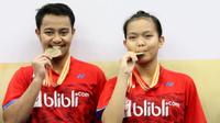 Indonesia berhasil meraih emas di Kejuaraan Asia Junior 2017 dari nomor ganda campuran melalui Rehan Naufal Kusharjanto/Siti Fadia Silva Ramadhanti pada final yang digelar, Minggu (30/7/2017) (dok. PBSI)