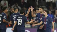 Selebrasi&nbsp;Goncalo Ramos dkk.&nbsp;dalam laga PSG vs Atalanta di Liga Champions 2025/2026, Kamis (18/9/2025). (AP Photo/Thibault Camus)