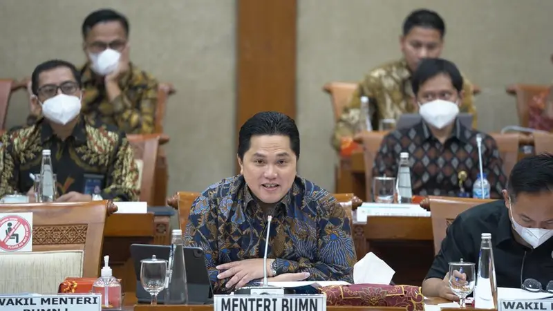 Menteri BUMN Erick Thohir menghadiri Rapat Dengar Pendapat (RDP) dengan Komisi VI DPR