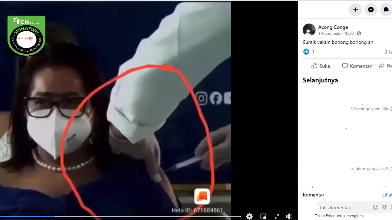 Cek Fakta Liputan6.com menelusuri klaim video suntik vaksin bohongan