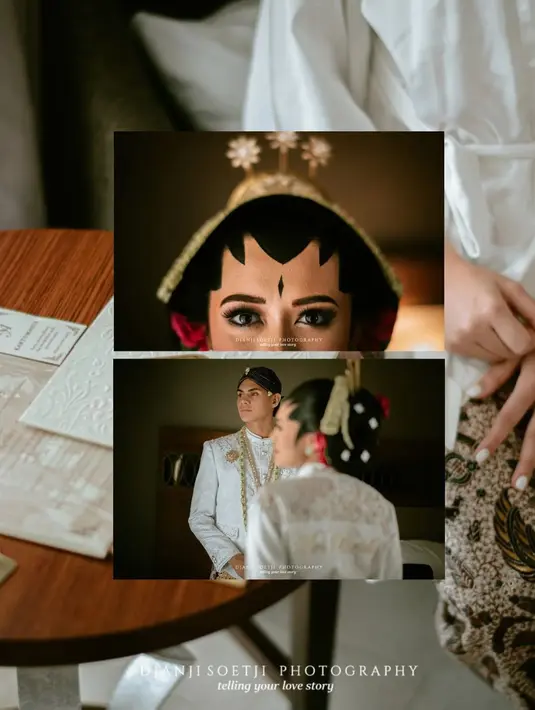 Serta tatanan rambut sanggul dan paes Jogja Putri. [Foto: IG/djanjisoetji.photography]