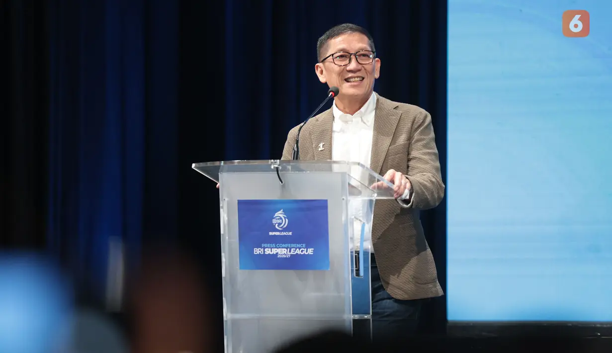 Direktur Utama I.League Ferry Paulus saat menghadiri seremoni BRI x I.League di SCTV Tower, Jakarta Pusat, Selasa (1/9/2026). Emtek Group kembali ditetapkan sebagai official broadcaster BRI Super League 2026/2027, sementara BRI melanjutkan perannya sebagai sponsor utama kompetisi. (KLY/Budy Santoso)