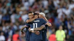 Di Maria tampak emosional usai mencetak gol tersebut hingga meneteskan air mata. (AP/Michel Spingler)