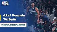 Berita video cuplikan aksi-aksi menarik dari pemain Milwaukee Bucks, Giannis Antetokounmpo, yang terpilih sebagai pemain terbaik di game 5 playoffs NBA 2021-2022, yang berlangsung pada, Kamis (12/5/22).