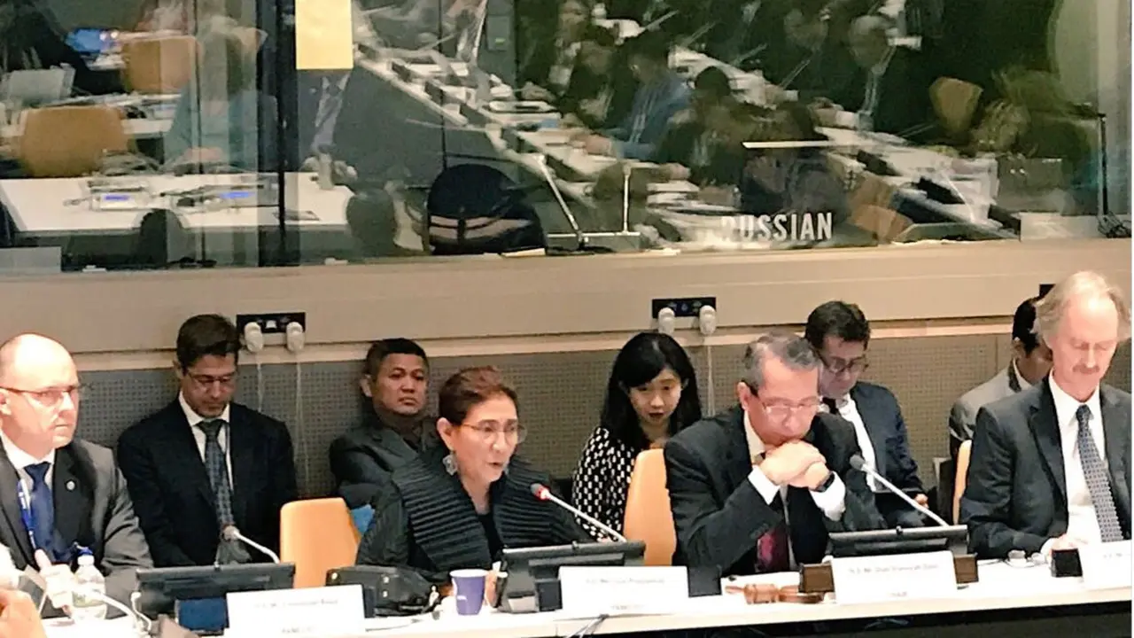 Menteri KKP Susi Pudjiastuti di Konferensi Kelautan PBB (Foto: KKP)