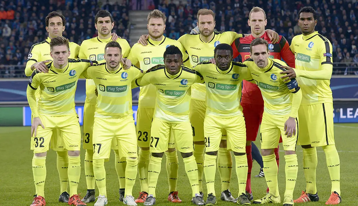 Runner-Up grup H, Gent. Klub asal Belgia itu berhasil menjadi runner-up grup usai menyingkirkan Valencia dan Lyon. (AFP/Emmanuel Dunand)