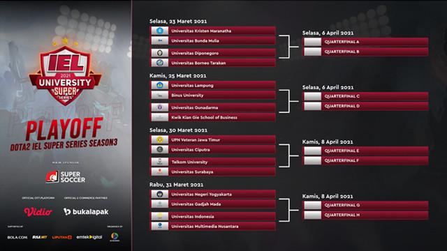 16 Kampus di Babak Playoff IEL University Super Series Season 3 Gim DOTA 2