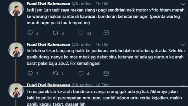 Viral Curhatan Motornya Dicuri, Kisah Mahasiswa Ini Berakhir Kocak