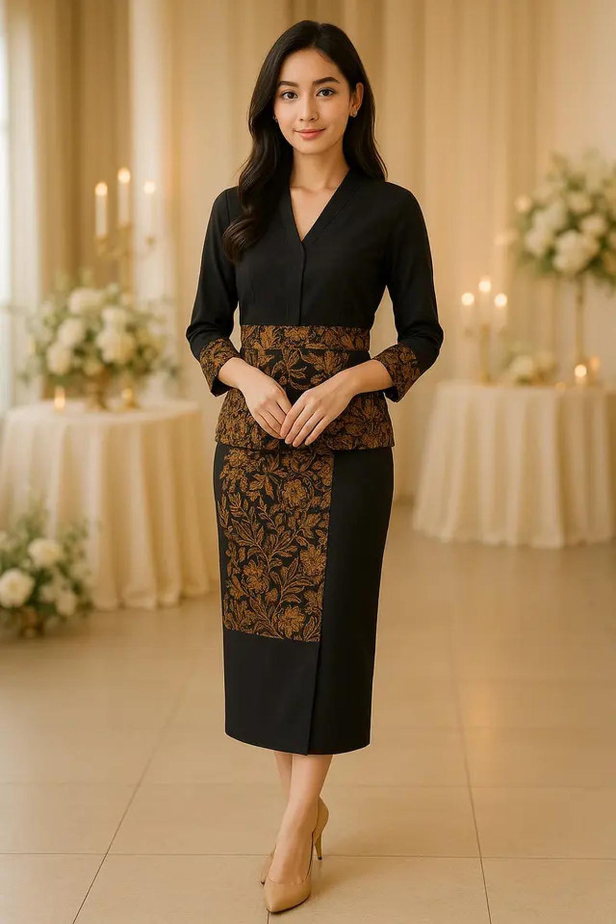 7 Model Rok Batik Kombinasi Kain Polos Wanita Modern yang Elegan